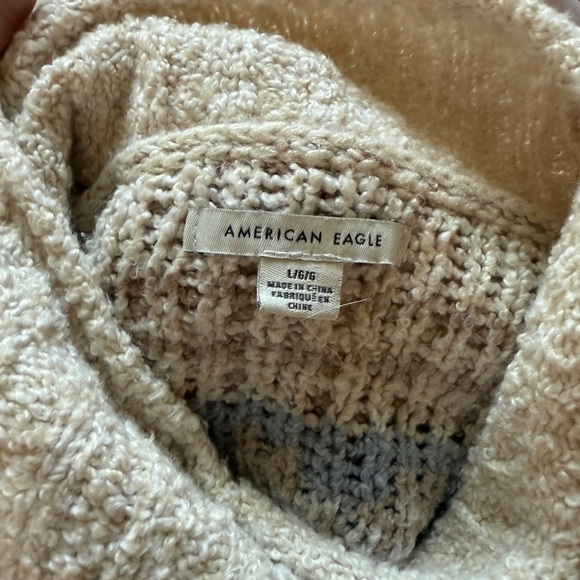 American Eagle Fair Isle Fisherman Cream Oatmeal Women’s Sweater Large - Picture 9 of 12